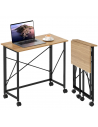 Computerbord på hjul i metal og møbelplade H75 x B80 x D8-40 cm - Sort/Natur