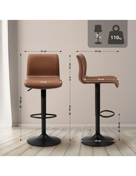barstol brun læder cognac billig moderne