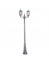WEXFORD Udendørs lampemast i aluminium og glas H228,5 cm 2 x E27 - Antik sølvsort/Frostet