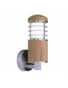 POOLE Udendørs væglampe i rustfri stål og teaktræ H28 cm 1 x E27 - Rustfri stål/Teak