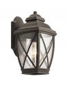 TANGIER Udendørs væglampe i aluminium og glas H31,1 cm 1 x E27 - Antik bronze/Klar med dråbeeffekt
