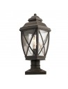 TANGIER Udendørs sokkellampe i aluminium og glas H45,7 cm 1 x E27 - Antik bronze/Klar med dråbeeffekt