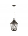 TANGIER Udendørs loftlanterne i aluminium og glas H44,7 - 204 cm 1 x E27 - Antik bronze/Klar med dråbeeffekt