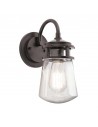 LYNDON Udendørs væglampe i aluminium og glas H28,8 cm 1 x E27 - Antik bronze/Klar med dråbeeffekt