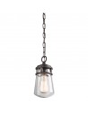 LYNDON Udendørs loftlanterne i aluminium og glas H28 - 128 cm 1 x E27 - Antik bronze/Klar med dråbeeffekt