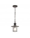 RIVERWOOD Udendørs loftlanterne i aluminium og glas H40 - 198 cm 1 x E27 - Weathered zink/Klar med dråbeeffekt