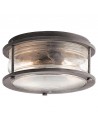 ASHLAND BAY Udendørs loftlampe i aluminium og glas Ø30,6 cm 2 x E27 - Weathered zink/Klar med dråbeeffekt