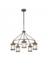 ASHLAND BAY Udendørs lysekrone i aluminium og glas Ø66,3 cm 5 x E27 - Brændt bronze/Klar med dråbeeffekt
