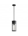 CAMILLO Udendørs loftlanterne i aluminium og glas H49,5 - 140,7 cm 1 x E27 - Sort/Klar med dråbeeffekt