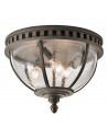 HALLERON Udendørs loftlampe i aluminium og glas Ø30,5 cm 3 x E14 - Antik bronze/Klar med dråbeeffekt