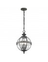 HALLERON Udendørs loftlanterne i aluminium og glas H56,5 - 236,2 cm 3 x E14 - Antik bronze/Klar med dråbeeffekt