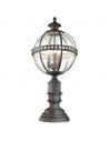 HALLERON Udendørs sokkellampe i aluminium og glas H69,6 cm 3 x E14 - Antik bronze/Klar med dråbeeffekt