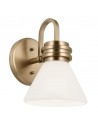 FARUM Badeværelselampe i stål og opalglas H24 cm 1 x G9 LED - Champagne bronze/Opalhvid