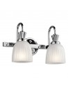 CORA Badeværelselampe i stål og opalglas B40,6 cm 2 x G9 LED - Krom/Rillet opalhvid