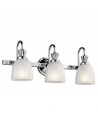 CORA Badeværelselampe i stål og opalglas B61 cm 3 x G9 LED - Krom/Rillet opalhvid