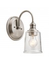 WAVERLY Væglampe i stål og glas H29,2 cm 1 x E27 - Tingrå/Klar med dråbeeffekt