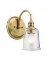 WAVERLY Væglampe i stål og glas H29,2 cm 1 x E27 - Børstet messing/Klar med dråbeeffekt
