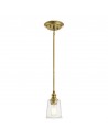 WAVERLY Loftlampe i stål og glas Ø12,7 cm 1 x E27 - Børstet messing/Klar med dråbeeffekt