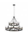 TAULBEE Lysekrone i stål og træfinér Ø112 cm 15 x E14 - Weathered zink/Antik grå