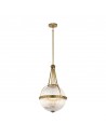 ASTER Loftlampe i stål og glas Ø38,4 cm 3 x E14 - Børstet messing/Klar rillet
