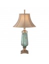 MONTEVERDE Bordlampe i stål, keramik og tekstil H86 cm 1 x E27 - Antik messing/Antik grøn