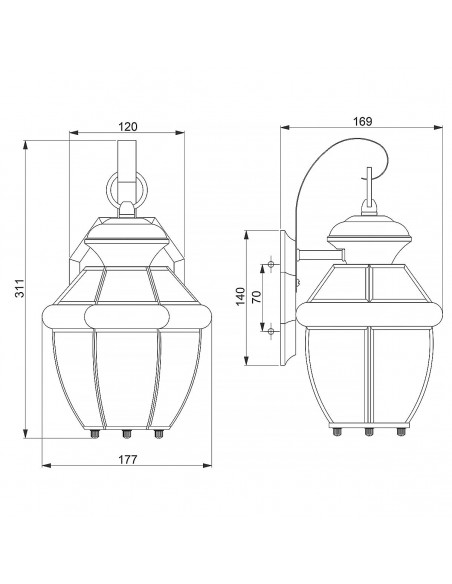 væglampe udendørslamper gammel stil klassisk udendørs lamper kobber