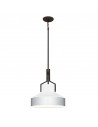 BRECKEN Loftlampe i stål og glas Ø37 cm 2 x E27 - Aldret bronze/Opalhvid