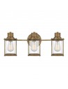 RIGGS Badeværelselampe i stål og glas B56 cm 3 x E27 - Antik messing/Klar