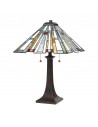 MAYBECK Tiffany bordlampe i stål, resin og glas H62,9 cm 2 x E27 - Vintage bronze/Multi