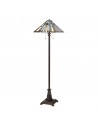 MAYBECK Tiffany gulvlampe i stål, resin og glas H157,8 cm 2 x E27 - Vintage bronze/Multi