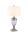 DENNISON Bordlampe i stål, glas og tekstil H80 cm 1 x E27 - Poleret nikkel/Grå/Creme