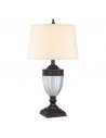 DENNISON Bordlampe i stål, glas og tekstil H80 cm 1 x E27 - Antik bronze/Grå/Creme