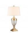 DENNISON Bordlampe i stål, glas og tekstil H80 cm 1 x E27 - Børstet messing/Grå/Creme
