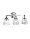 KEYNES Badeværelselampe i stål og glas B56 cm 3 x 3W G9 LED - Poleret krom/Klar rillet