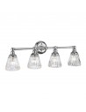 KEYNES Badeværelselampe i stål og glas B78,4 cm 4 x 3W G9 LED - Poleret krom/Klar rillet
