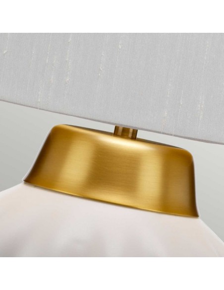 Bordlampe hvid keramik høj stor