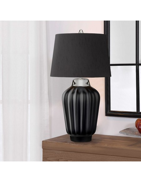 Bordlampe sort keramik høj stor