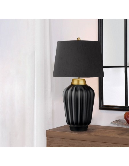 Bordlampe sort keramik høj stor