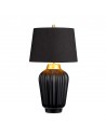BEXLEY Bordlampe i stål, keramik og faux silke H56,2 cm 1 x E27 - Børstet messing/Sort/Sort