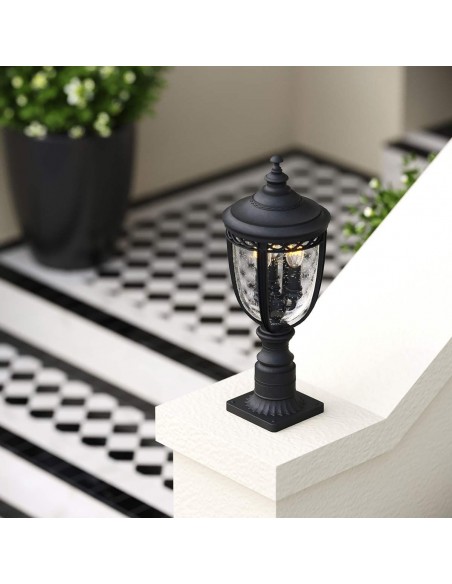 Bedlampe led udendørslamper gammel stil klassiske sokkellamper halvmur sort retro