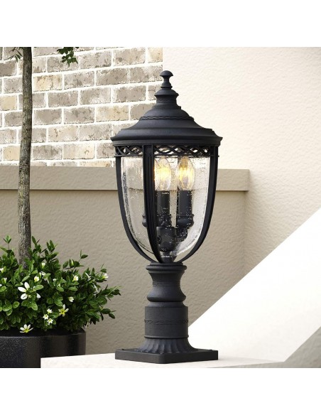 Bedlampe led udendørslamper gammel stil klassiske sokkellamper halvmur sort retro