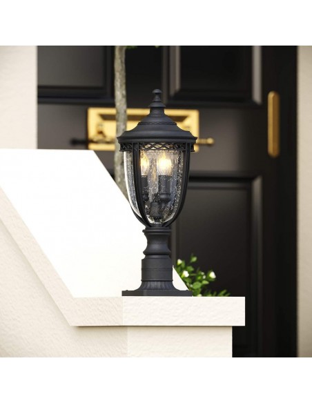 Bedlampe led udendørslamper gammel stil klassiske sokkellamper halvmur sort retro