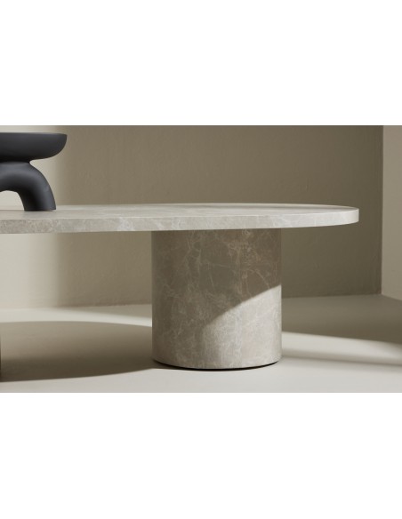 ovalt sofabord beige marmor ovale