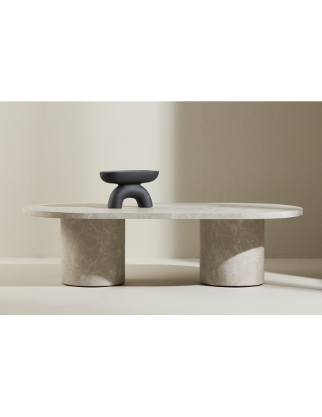 ovalt sofabord beige marmor ovale