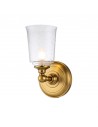 HUGUENOT Badeværelselampe i stål og glas H24,8 cm 1 x 3W G9 LED - Brændt messing/Klar med dråbeeffekt