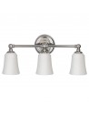 HUGUENOT Badeværelselampe i stål og opalglas B53,3 cm 3 x 3W G9 LED - Poleret krom/Frostet opalhvid