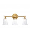 HUGUENOT Badeværelselampe i stål og glas B53,3 cm 3 x 3W G9 LED - Brændt messing/Klar med dråbeeffekt