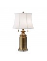 STATEROOM Bordlampe i stål og bomuld H72 cm 2 x E27 - Brændt messing/Hvid