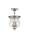 PICKERING LANE Loftlampe i stål og glas Ø25,4 cm 3 x E14 - Poleret nikkel/Klar med dråbeeffekt