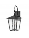 HUNTERSFIELD Udendørs væglampe i aluminium og glas H58,5 cm 3 x E14 - Sort/Klar med dråbeeffekt
